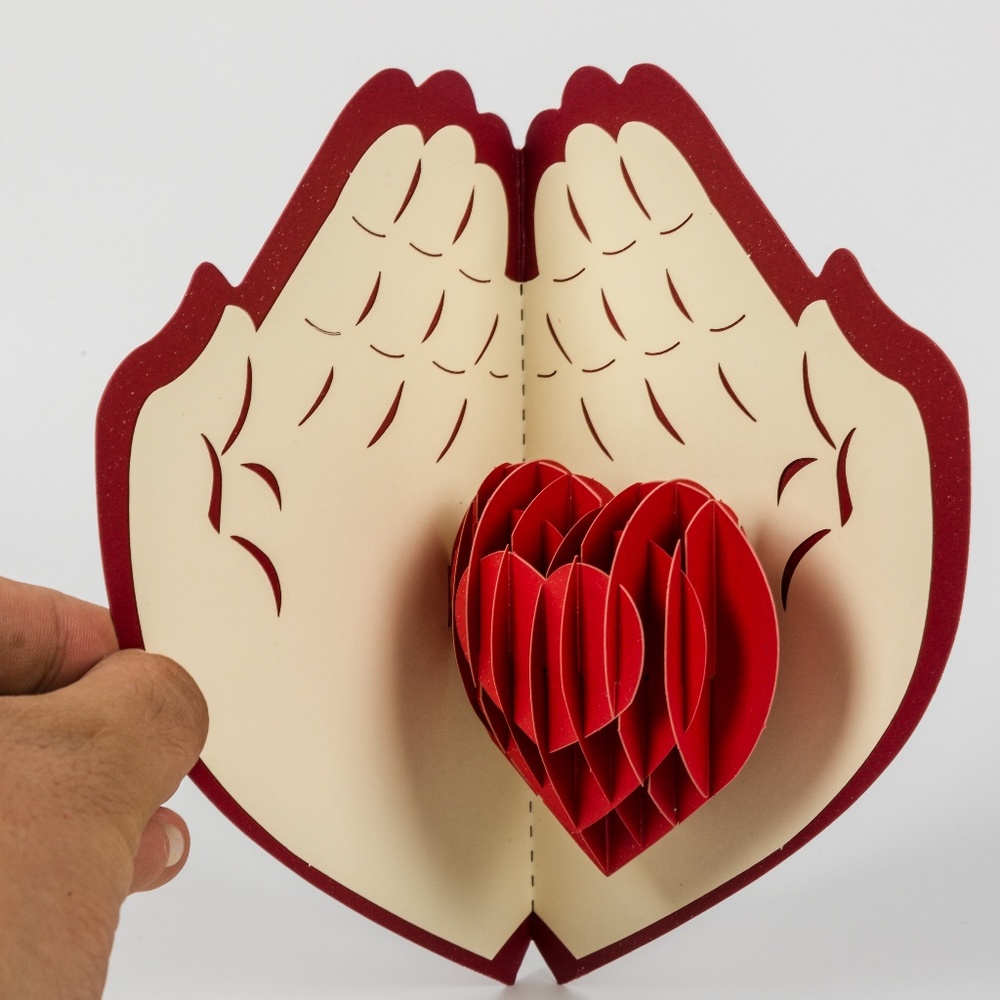 Hand holding my heart pop up card